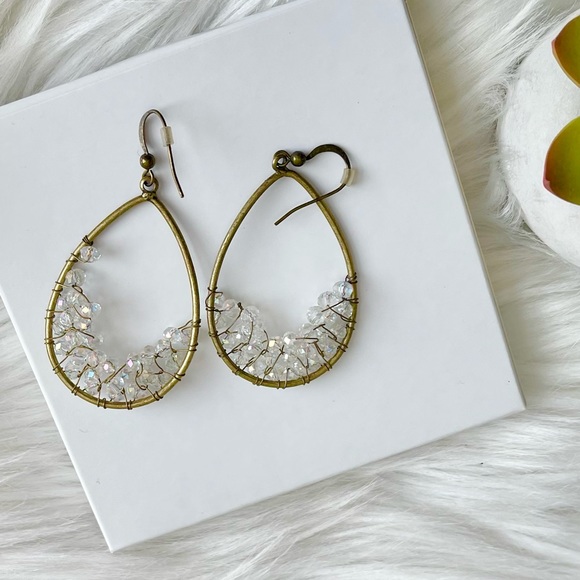 Iridescent Gold Teardrop Earrings - Picture 2 of 2